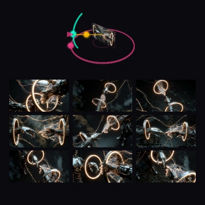 3Dカメラノードで複数アングルを生成